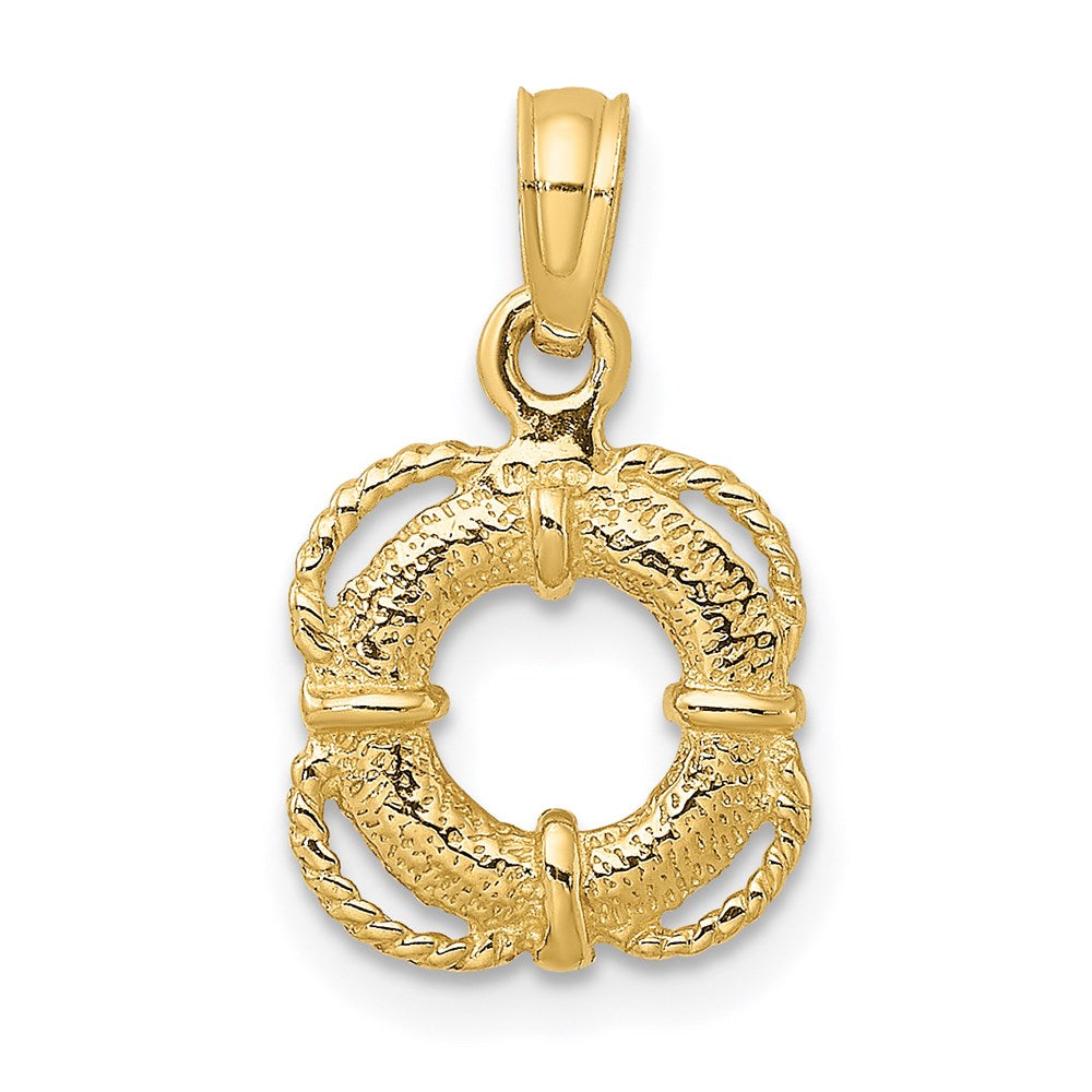 14K 3-D Lifesaver Charm With Rope Trim Charm