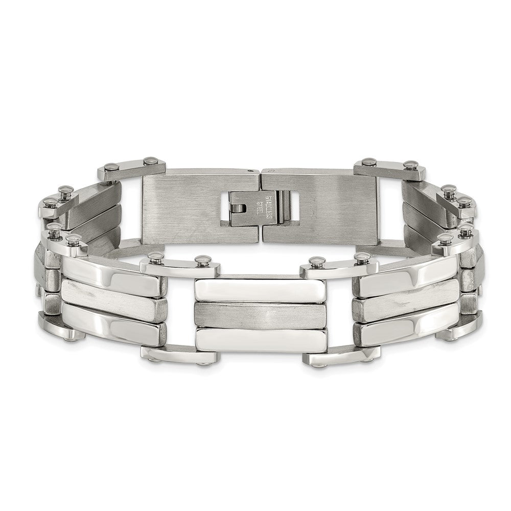 Stainless Steel Brushed and Polished 8.5in Bracelet 8.5 inches