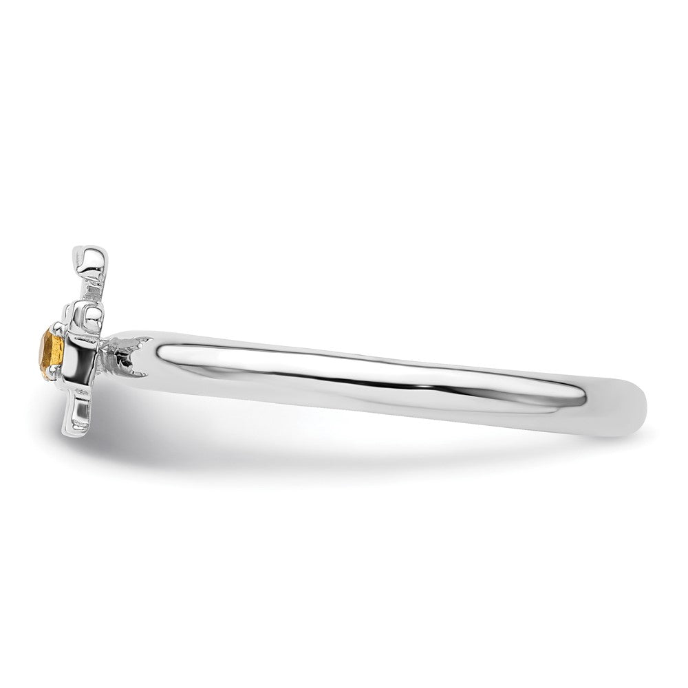 Sterling Silver Stackable Expressions Rhodium Citrine Boy Ring