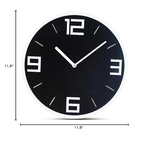 Modern Minimalist Classic White on Black Wall Clock