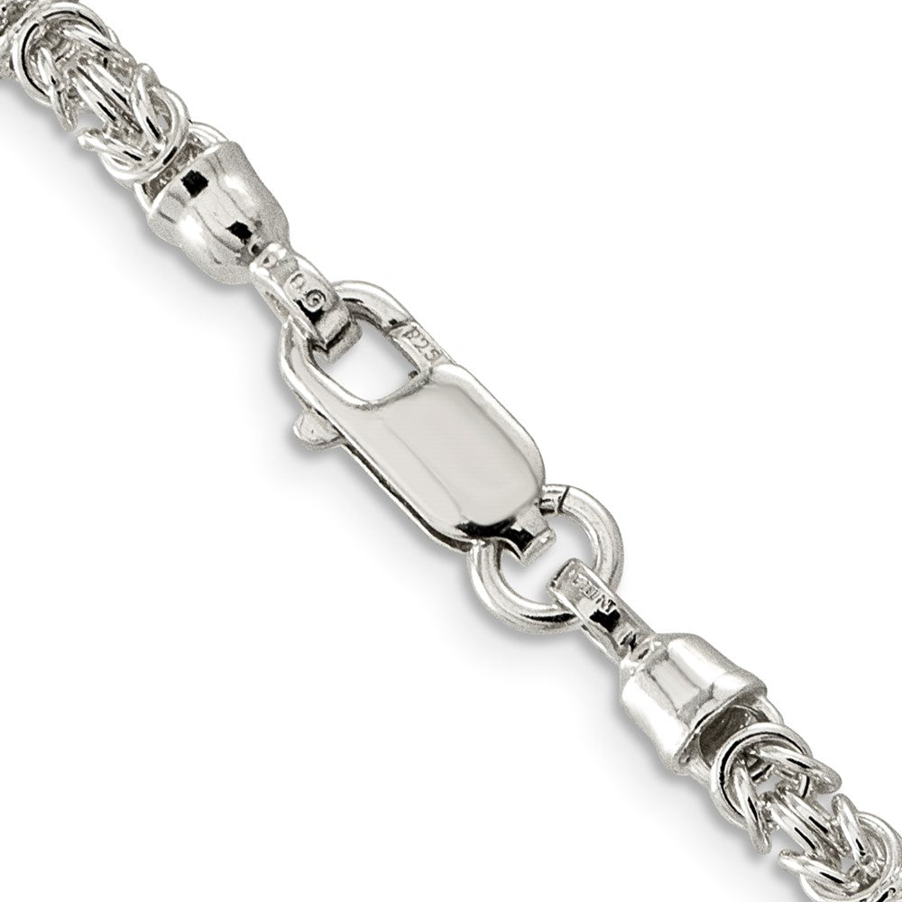 Sterling Silver 4mm Fancy Byzantine Chain 18 Inches