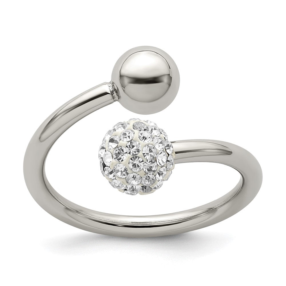 Stainless Steel Polished with Preciosa Crystal Ring Size - 9