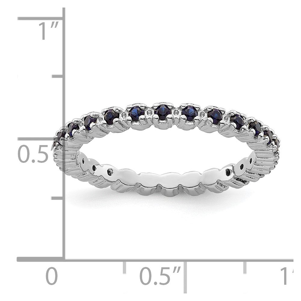 Sterling Silver Stackable Expressions Created Sapphire Ring Size -7