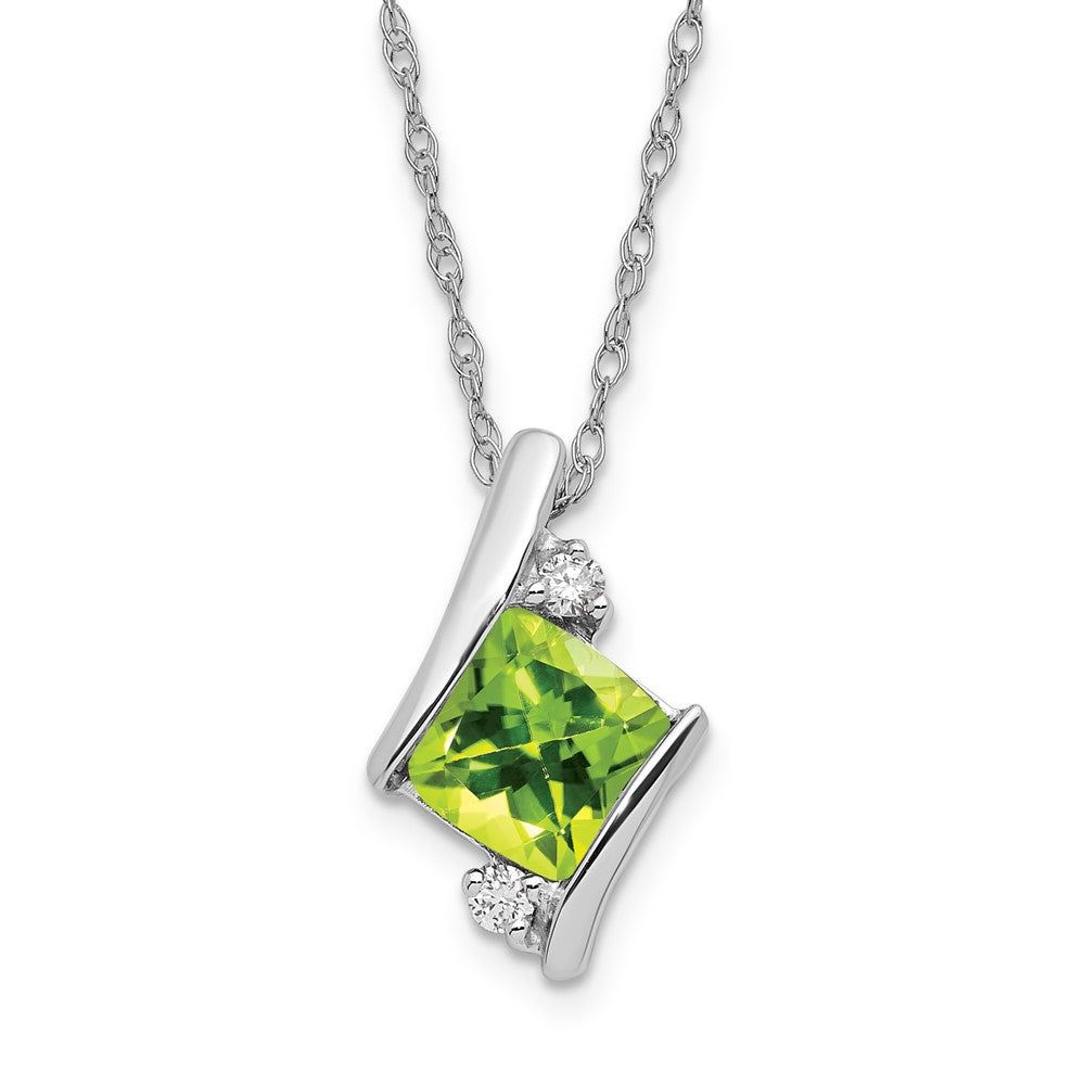 10kw Peridot & Diamond Pend Necklace