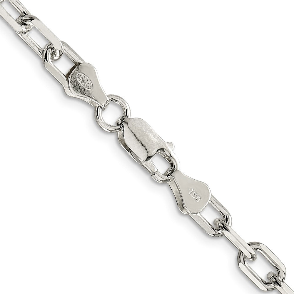 Sterling Silver 5.75mm Diamond-cut Long Link Cable Chain 24 Inches
