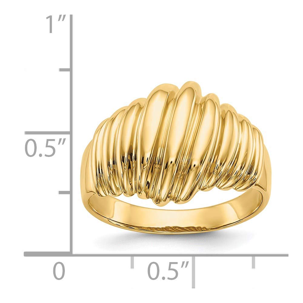 14k Polished Scalloped Dome Ring Size 7