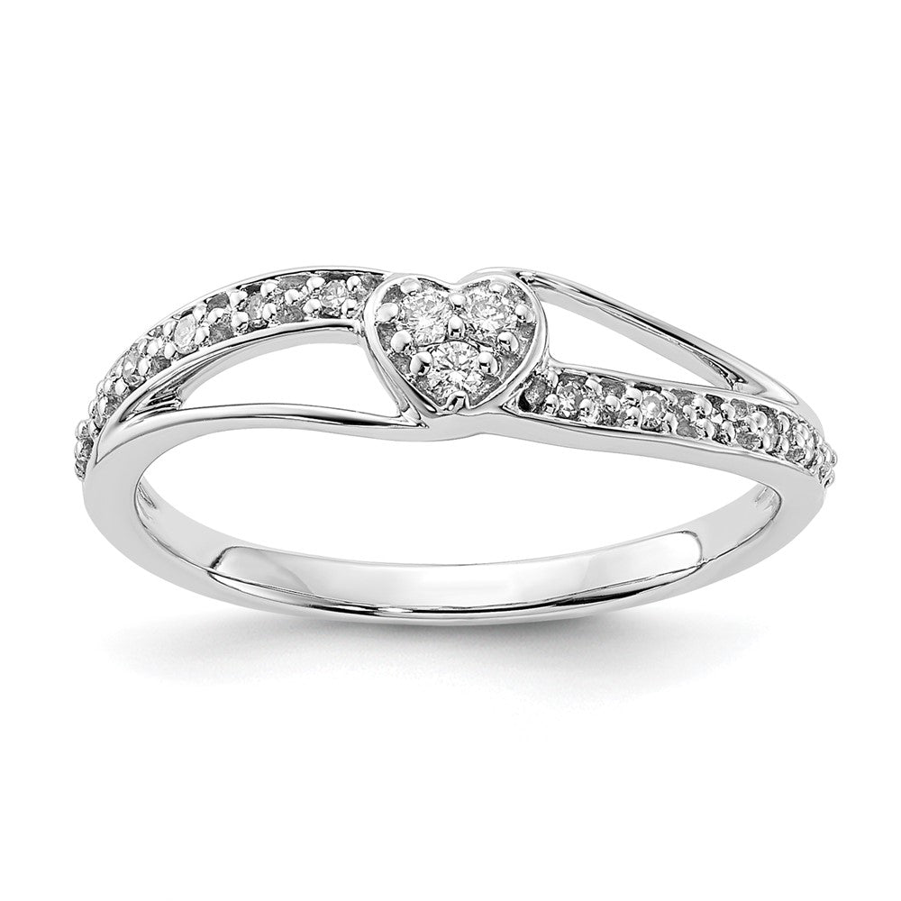 10K White Gold Diamond Heart Ring