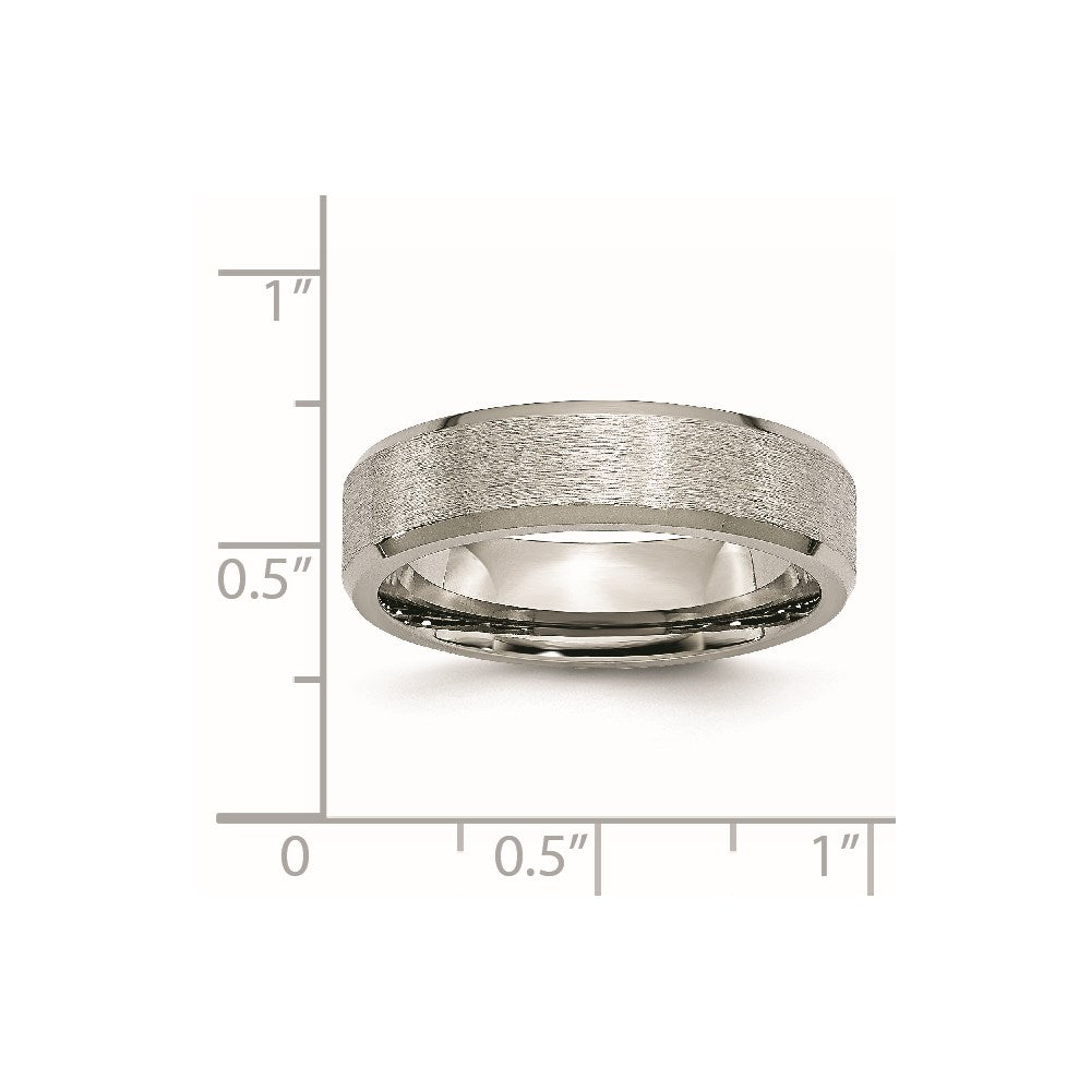 Titanium Brushed Center 6mm Beveled Edge Band Size - 8