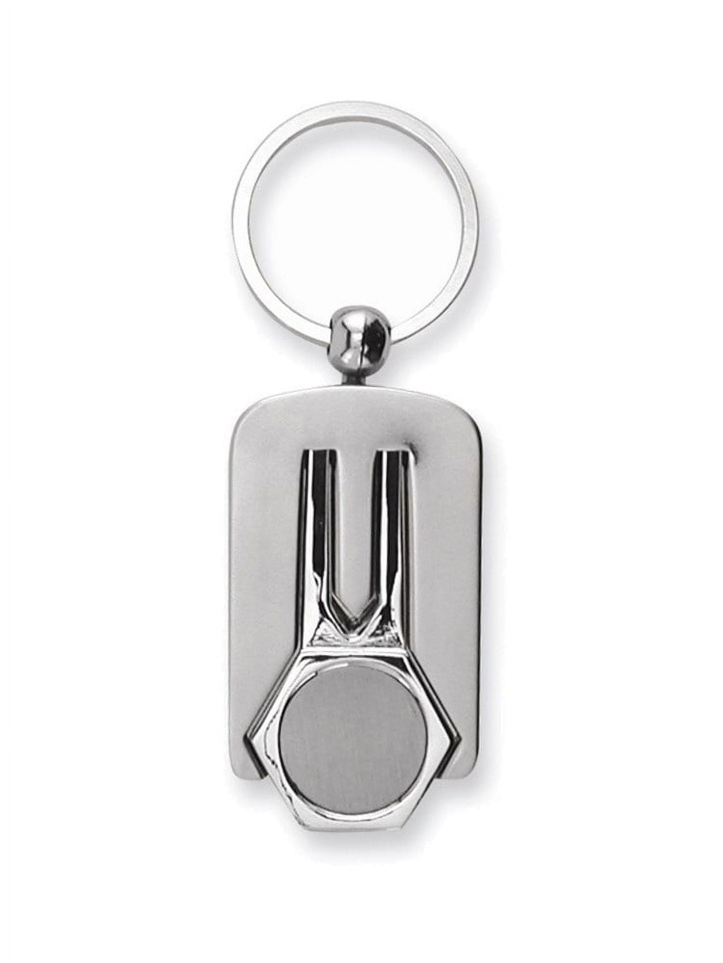 Nickel-plated Polished and Satin Golf Divot Key Ring