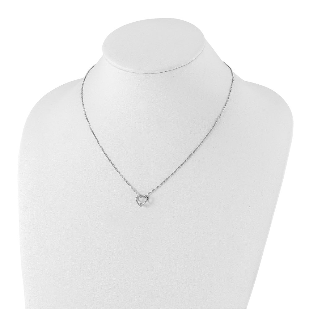 White Ice Sterling Silver Rhodium-plated 18 Inch Diamond Open Heart Necklace with 2 Inch Extender 18 Inches