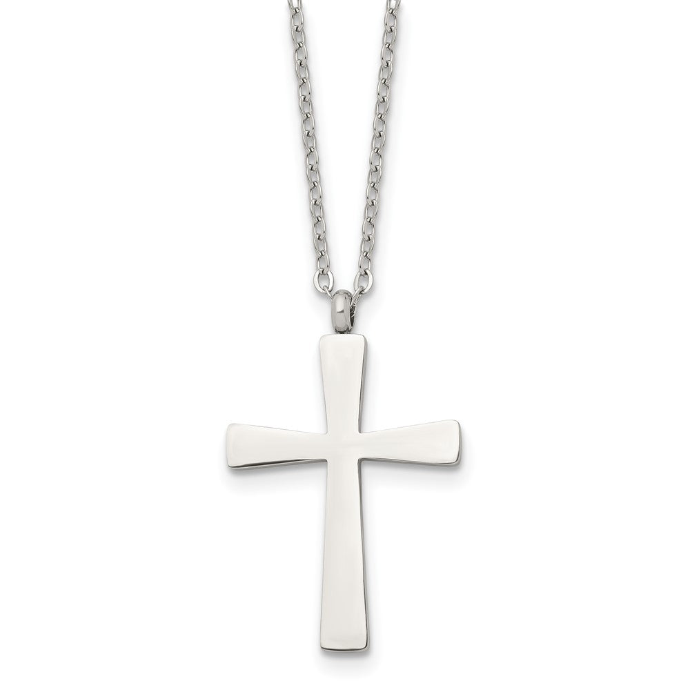 Stainless Steel Polished Cross 18in Necklace