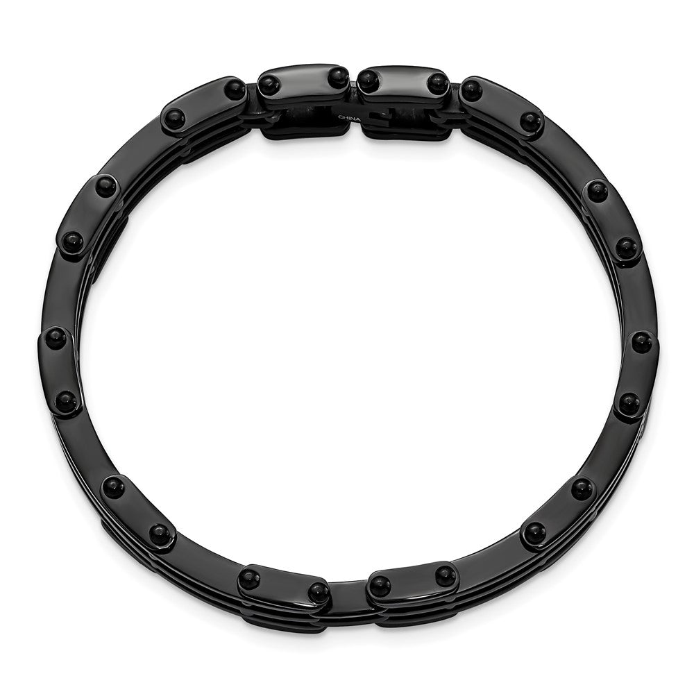 Stainless Steel Polished Black IP-plated Bracelet 8.5 inches