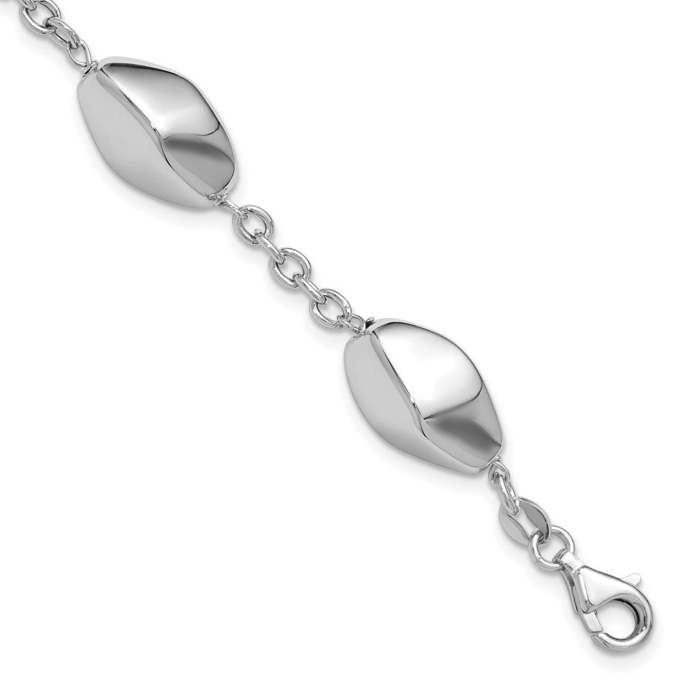 Sterling Silver Rhodium-plated Polished with .75in ext. Bracelet 7.75  inches