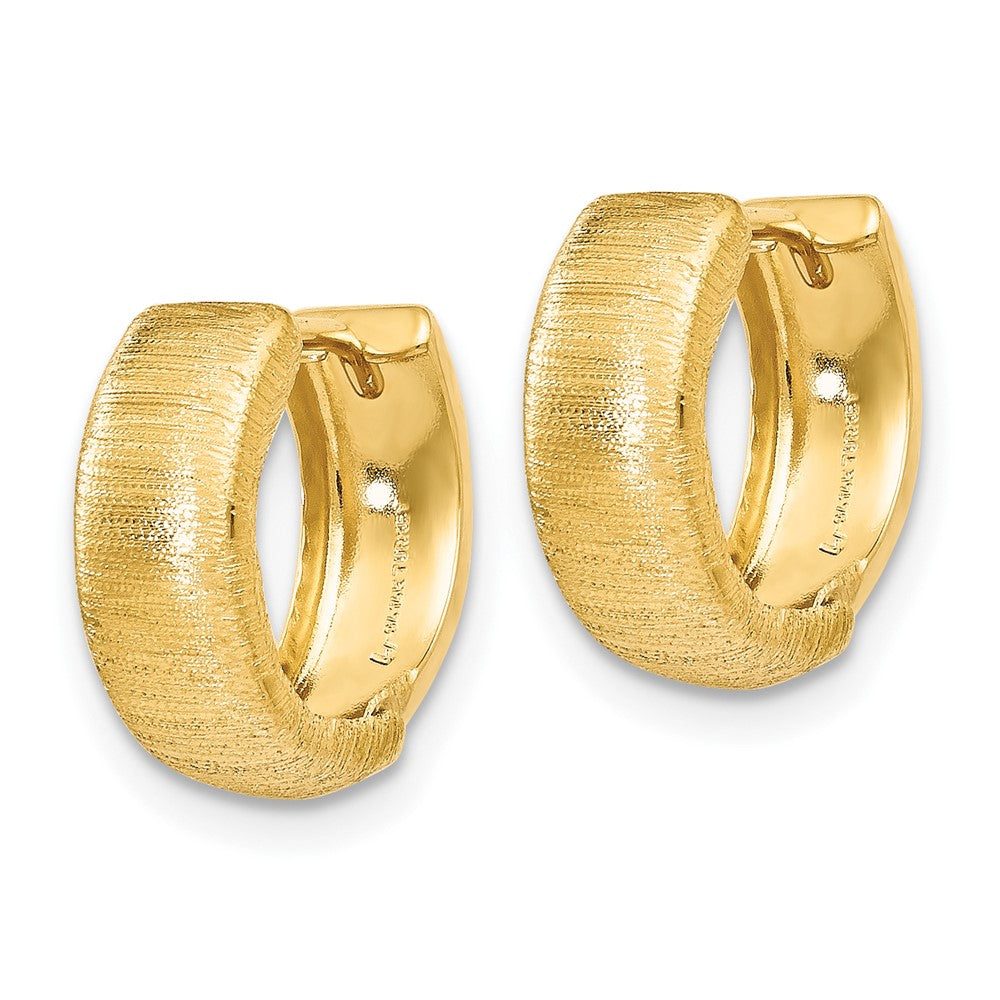 14K Polished and Textured Hinged Hoop Earrings
