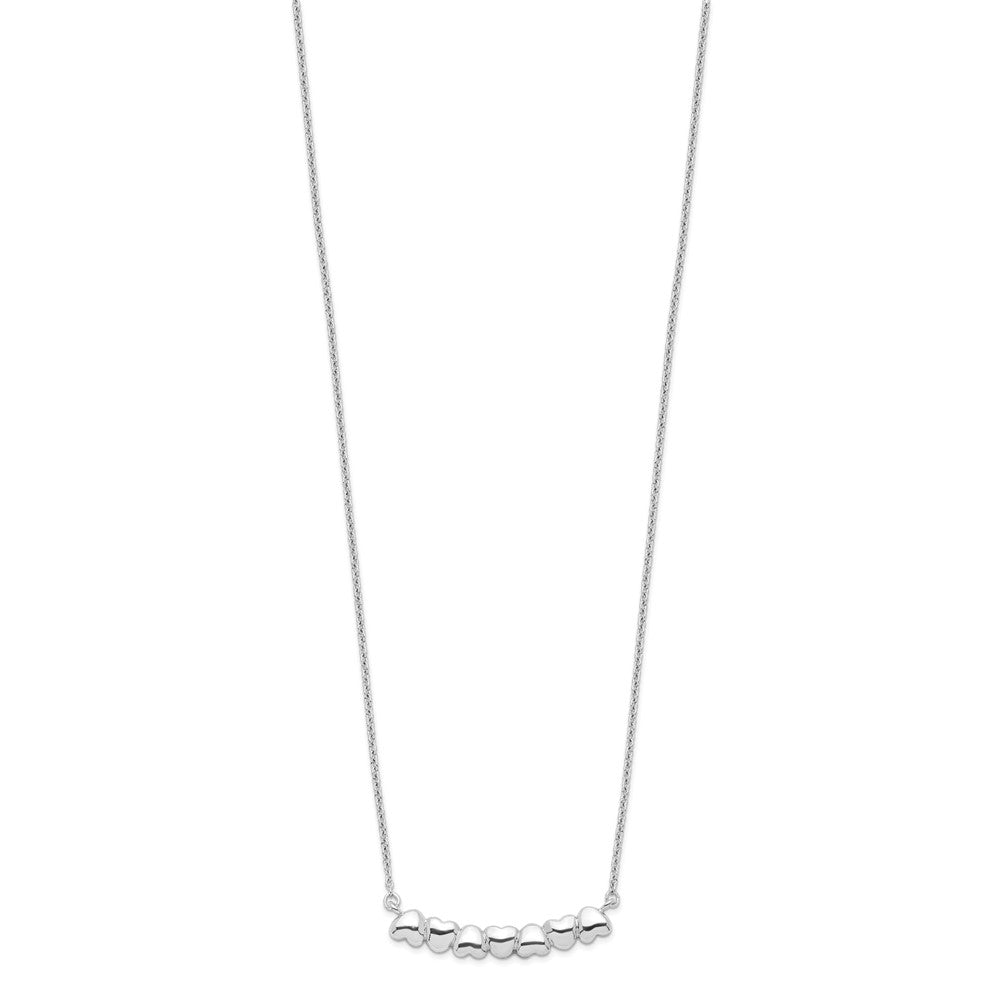 Sterling Silver Rhodium-plated w/2in ext Heart Bar Necklace 16 Inches