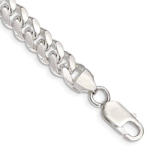 Sterling Silver 7.8mm Polished Domed Curb Chain 8 inches