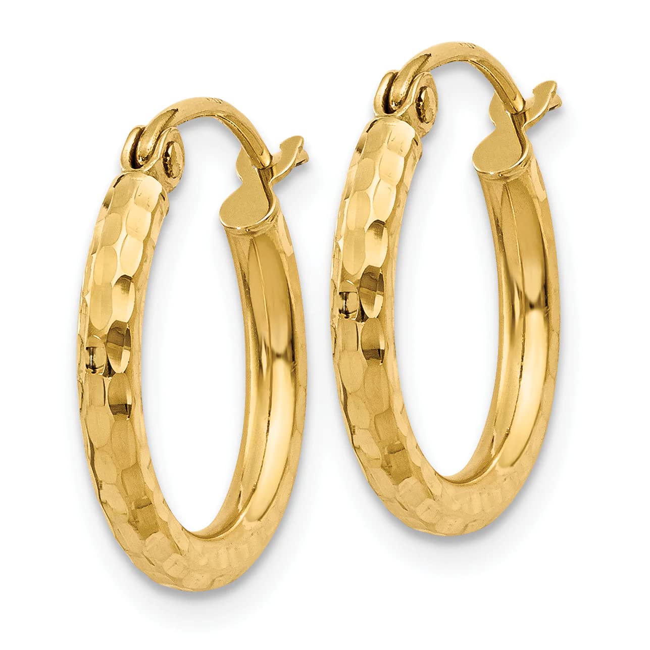 14k Yellow Gold Hollow Polished Hinged post Sparkle Cut 2mm Round Tube Hoop Earrings Measures 11x11mm Jewelry for Women