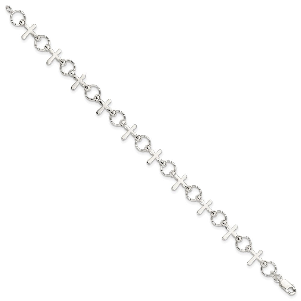 Sterling Silver Cross Bracelet 7.5 inches