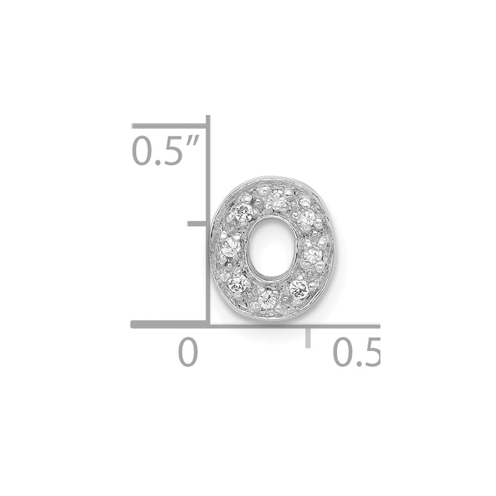 Sterling Silver Polished CZ Initial O Chain Slide Charm
