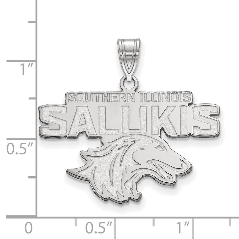 Sterling Silver Rhodium-plated LogoArt Southern Illinois University Salukis Large Pendant QSS016SIU