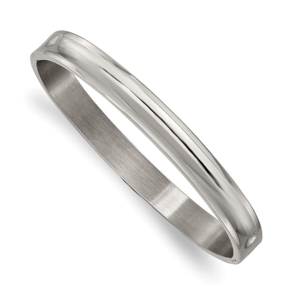 Titanium Polished 8mm Hinged Bangle 7 inches