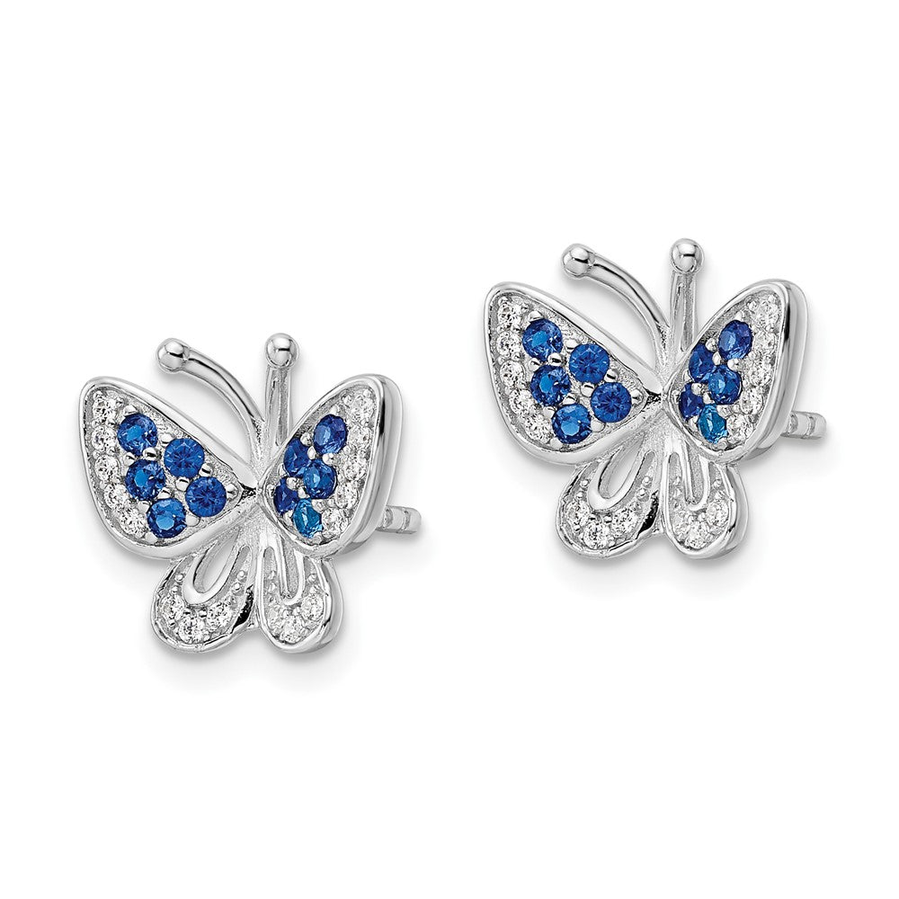 Sterling Silver Rhodium-plated CZ Cross Dangle Round Hoop Earrings
