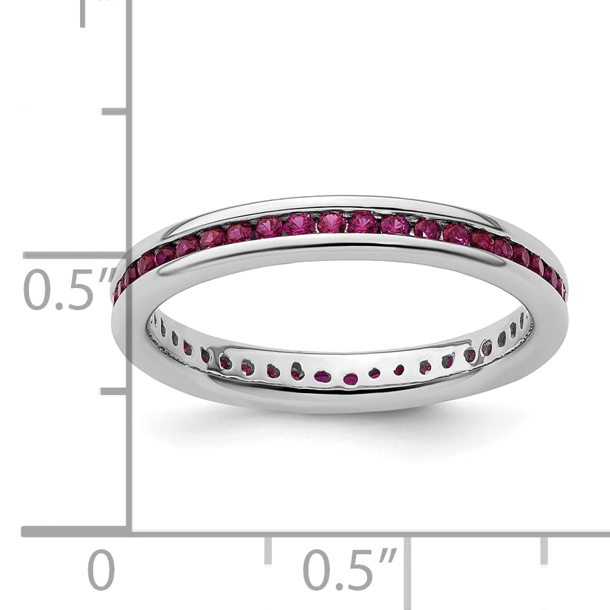 Sterling Silver Stackable Expressions Polished Created Ruby Ring Size -9