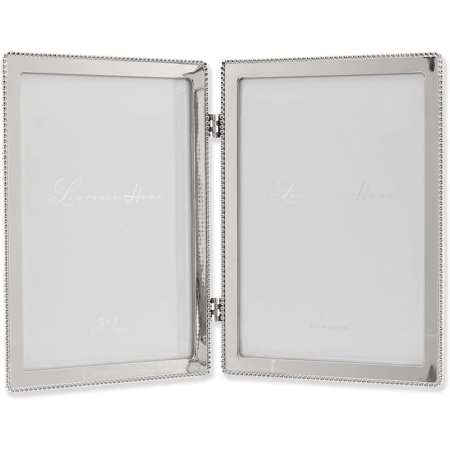 ROUNDED CORNER BEAD Silver Classic Double 5x7 frame - 5x7