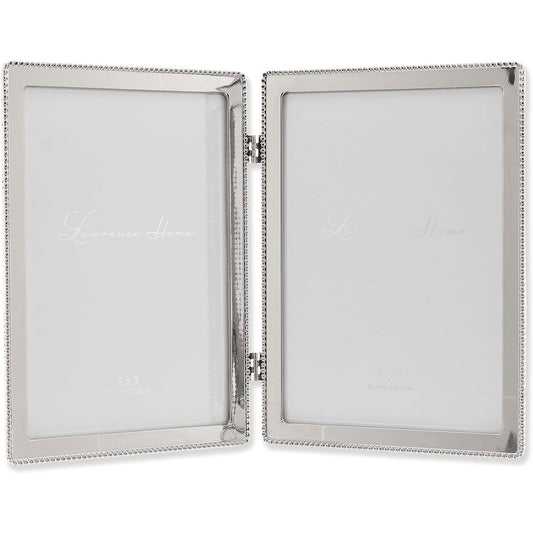 ROUNDED CORNER BEAD Silver Classic Double 5x7 frame - 5x7