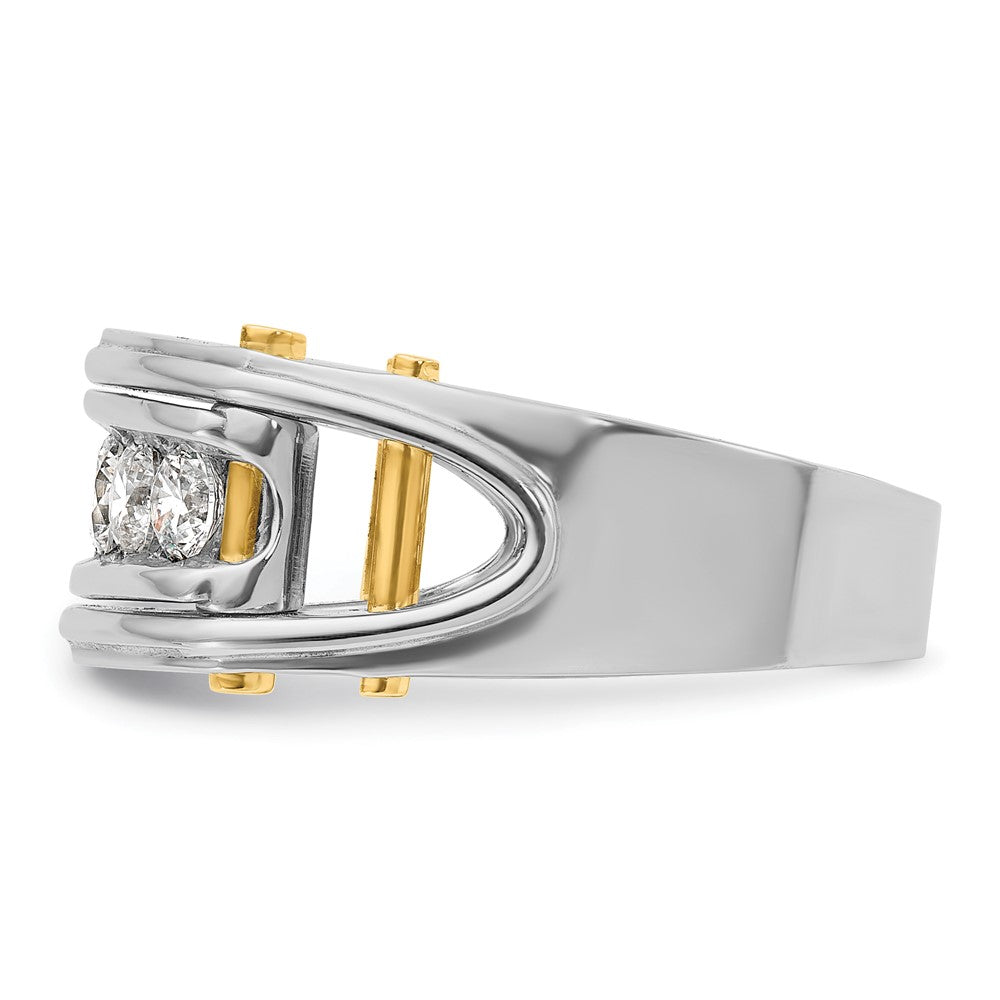 IBGoodman 14k Two-tone 1 carat Lab Grown Diamond VS/SI+ G+ Five Stone Complete Polished and Cut Out Men's Ring