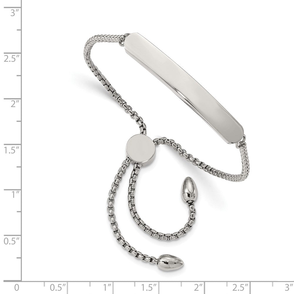 Stainless Steel Polished Adjustable ID Bracelet 8 inches