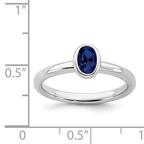 Sterling Silver Stackable Expressions Oval Created Sapphire Ring Size -8