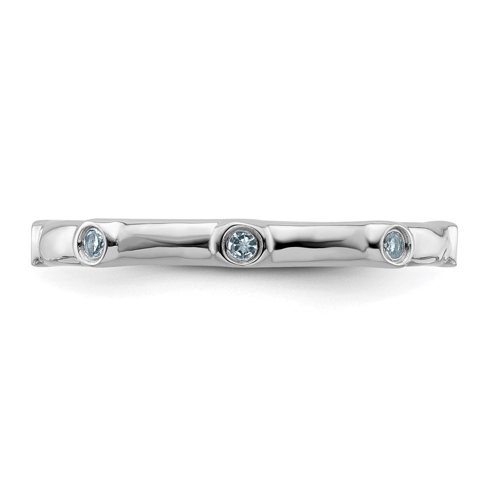 Sterling Silver Stackable Expressions Aquamarine Ring Size -9