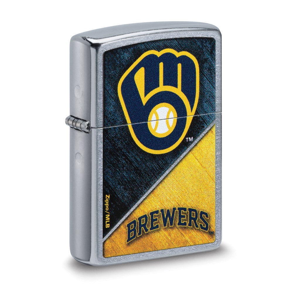 Zippo Street Chrome Milwaukee Brewers Color Image MLB Lighter