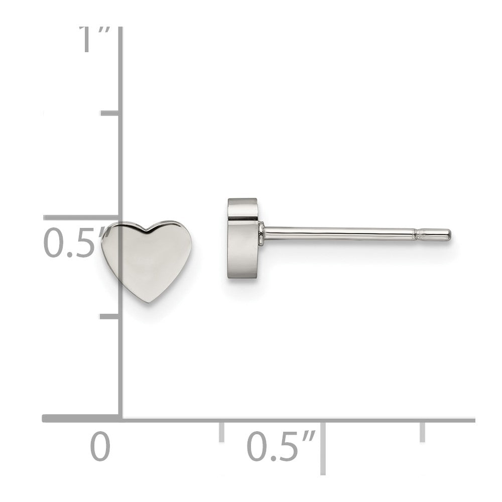 Stainless Steel Polished Heart Post Earrings