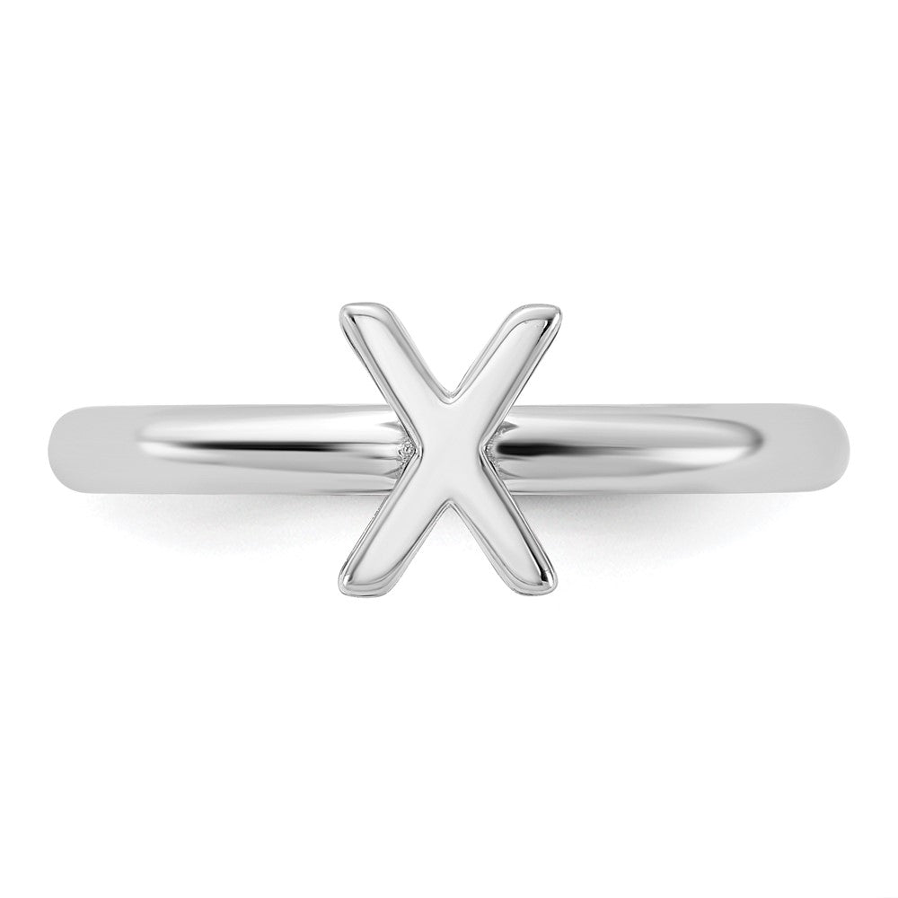 Sterling Silver Stackable Expressions Rhodium-plated X Ring Size -10