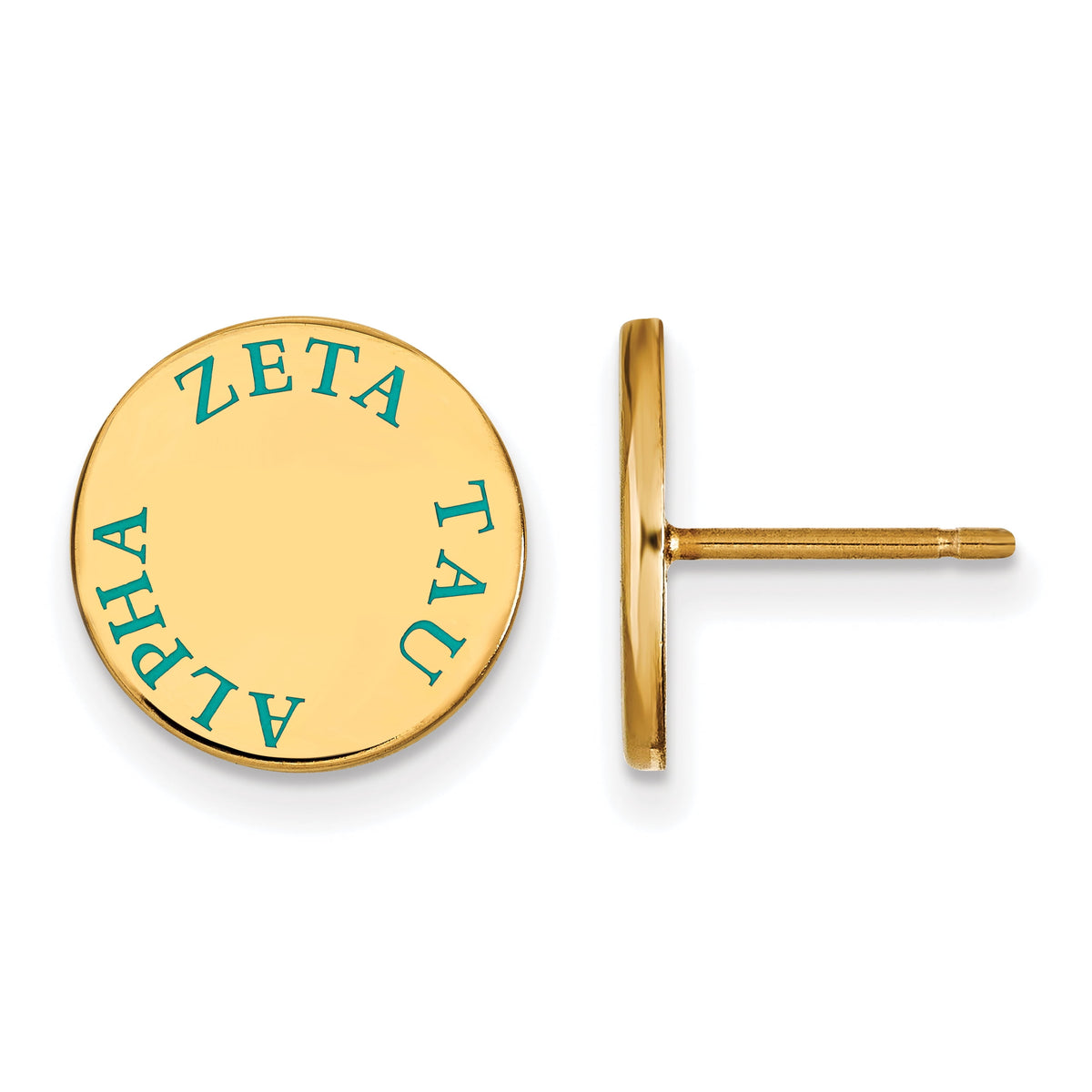 Sterling Silver w/ 14K Yellow Gold-Plated Official Licensed Greek Sororities Zeta Tau Alpha (ZTA) Enameled Post Earrings