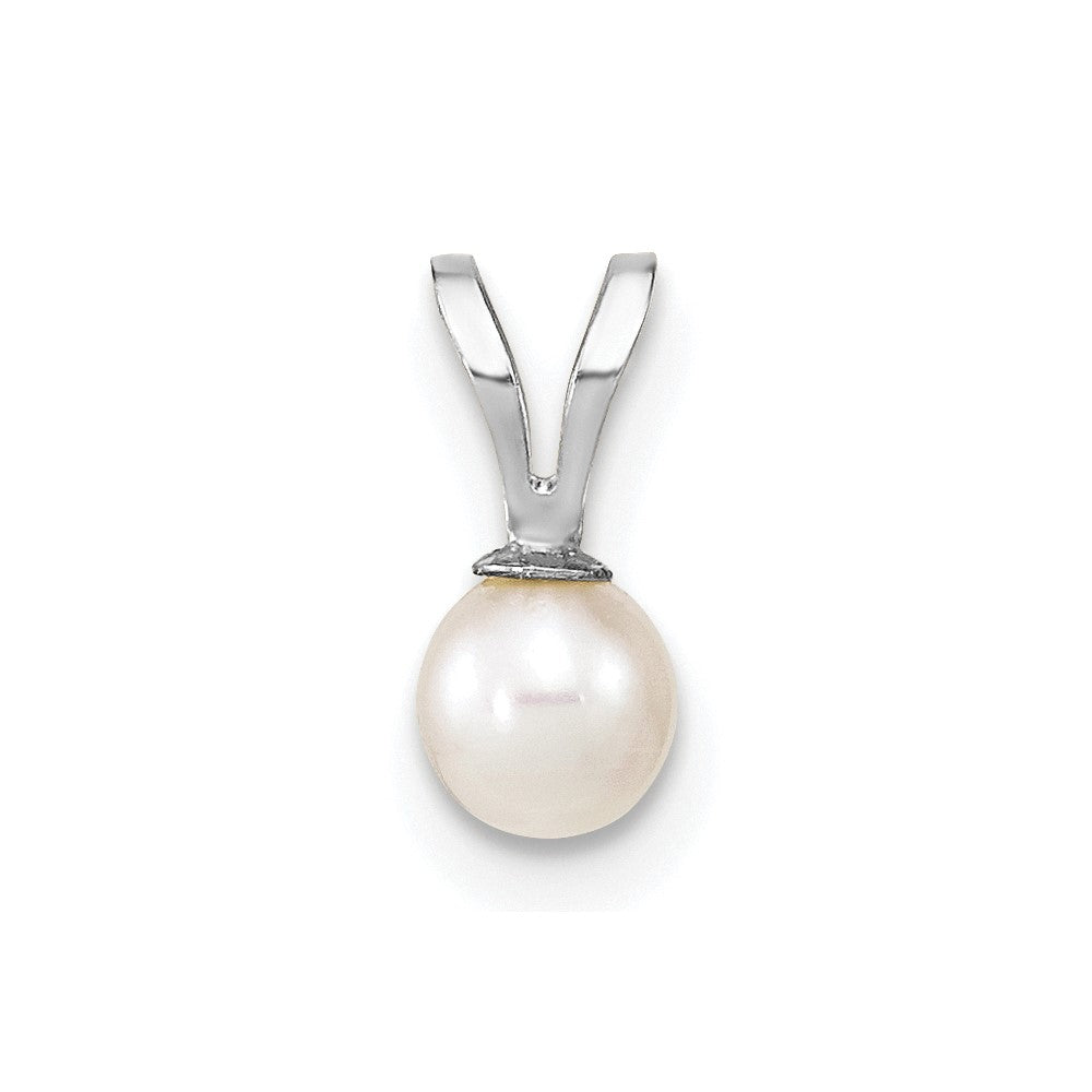 10k White Gold 4-5mm White Round Freshwater Cultured Pearl Pendant
