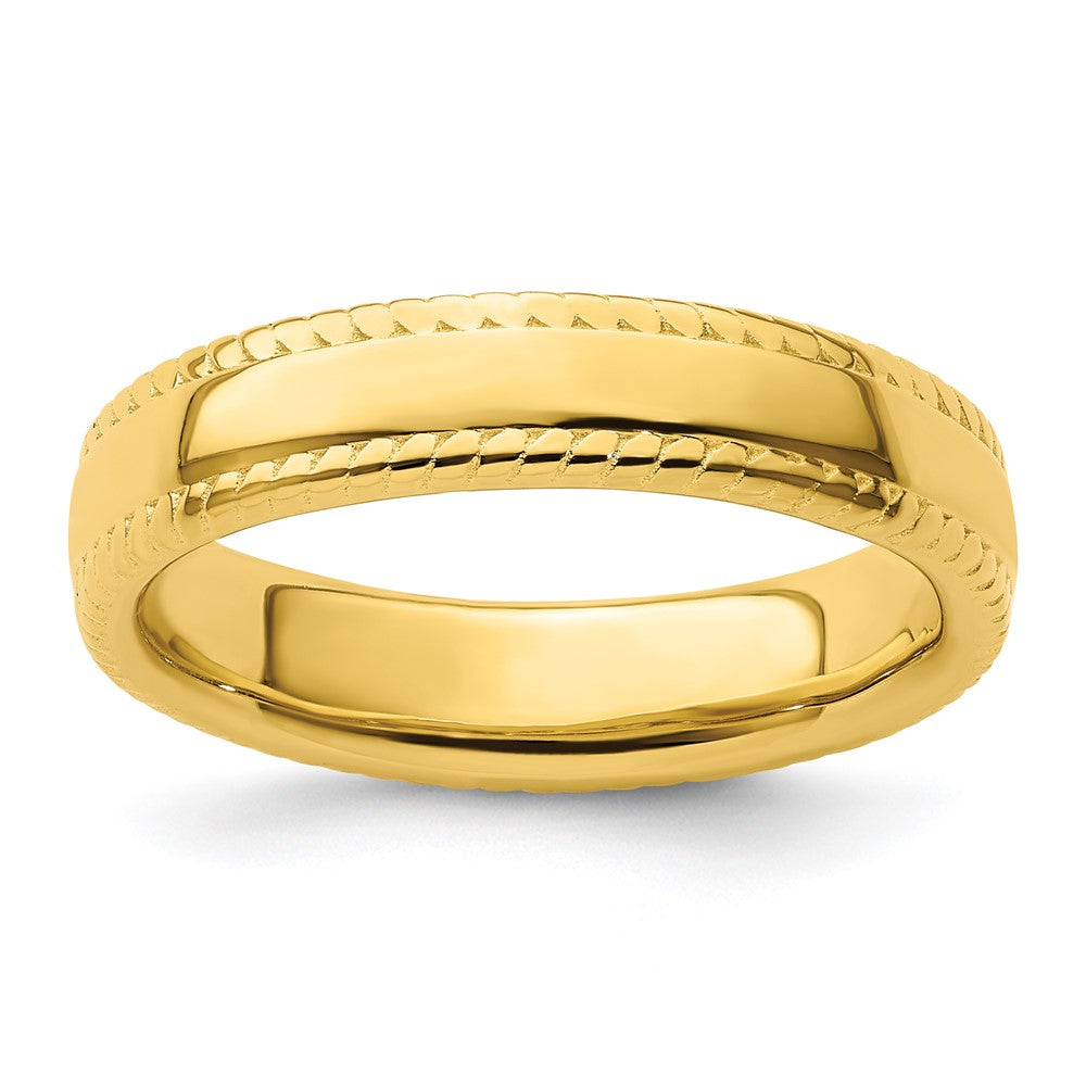 Sterling Silver Stackable Expressions Gold-plated Ring Size -7