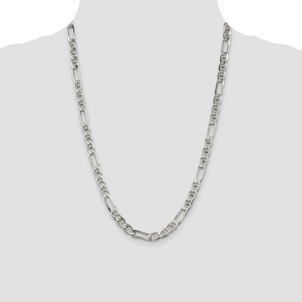Sterling Silver 6.5mm Figaro Anchor Chain 24 Inches