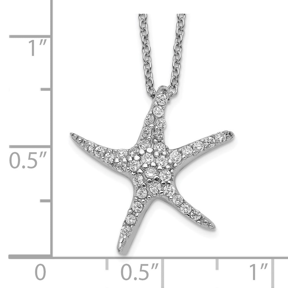 Cheryl M Sterling Silver Rhodium-plated Brilliant-cut CZ Starfish 18 Inch Necklace 18 Inches