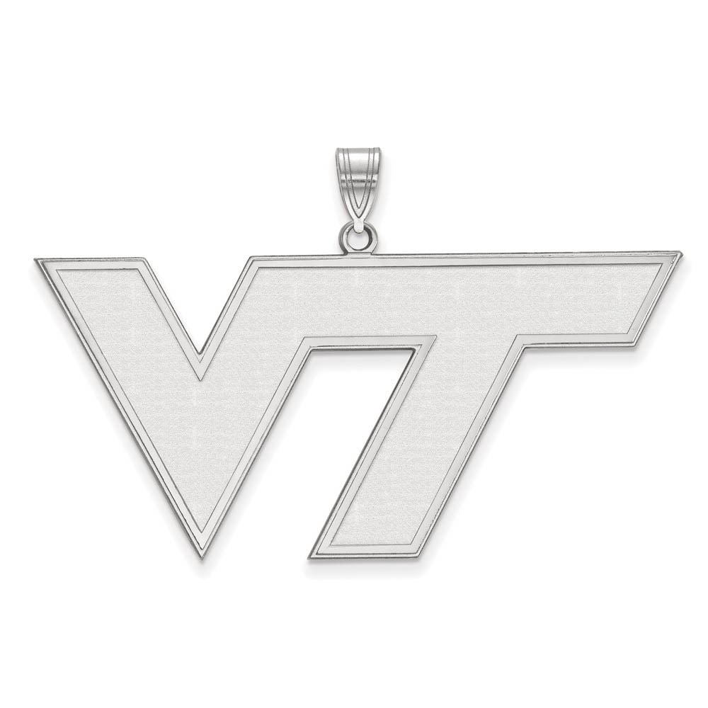 Sterling Silver Rhodium-plated LogoArt Virginia Tech V-T Extra Large Pendant QSS005VTE