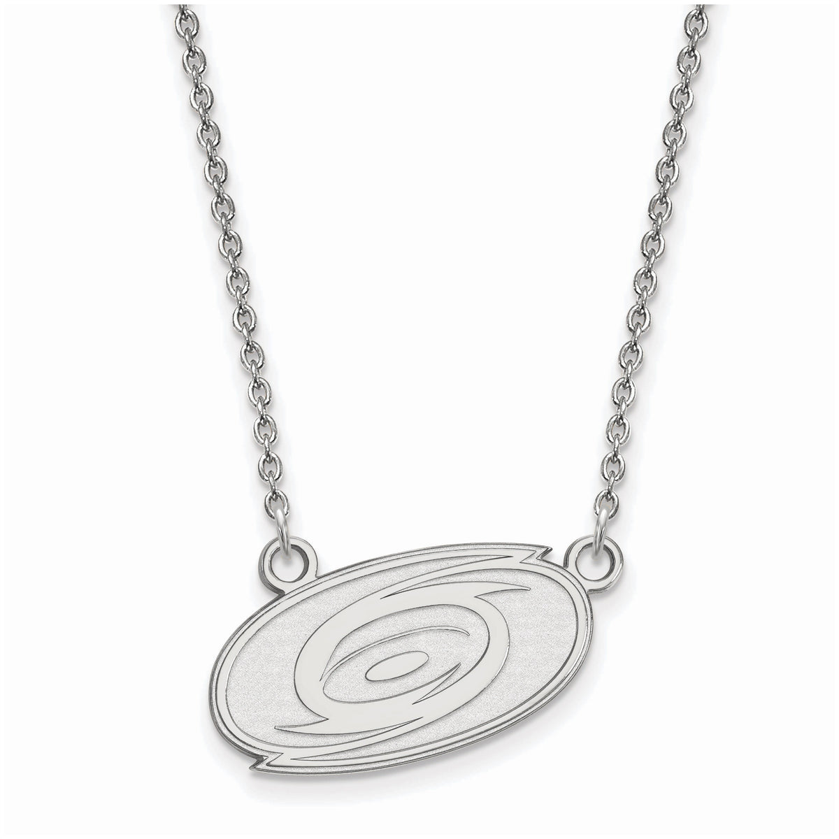 Sterling Silver Rhodium-plated NHL LogoArt Carolina Hurricanes Small Pendant 18 inch Necklace QSS007HUR-18
