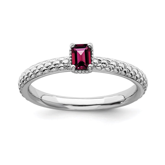 Sterling Silver Stackable Expressions Created Ruby Single Stone Ring Size -8