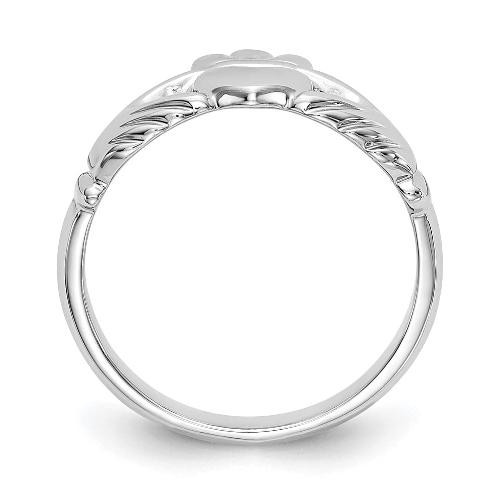 14k White Gold Polished Claddagh Ring Size 8