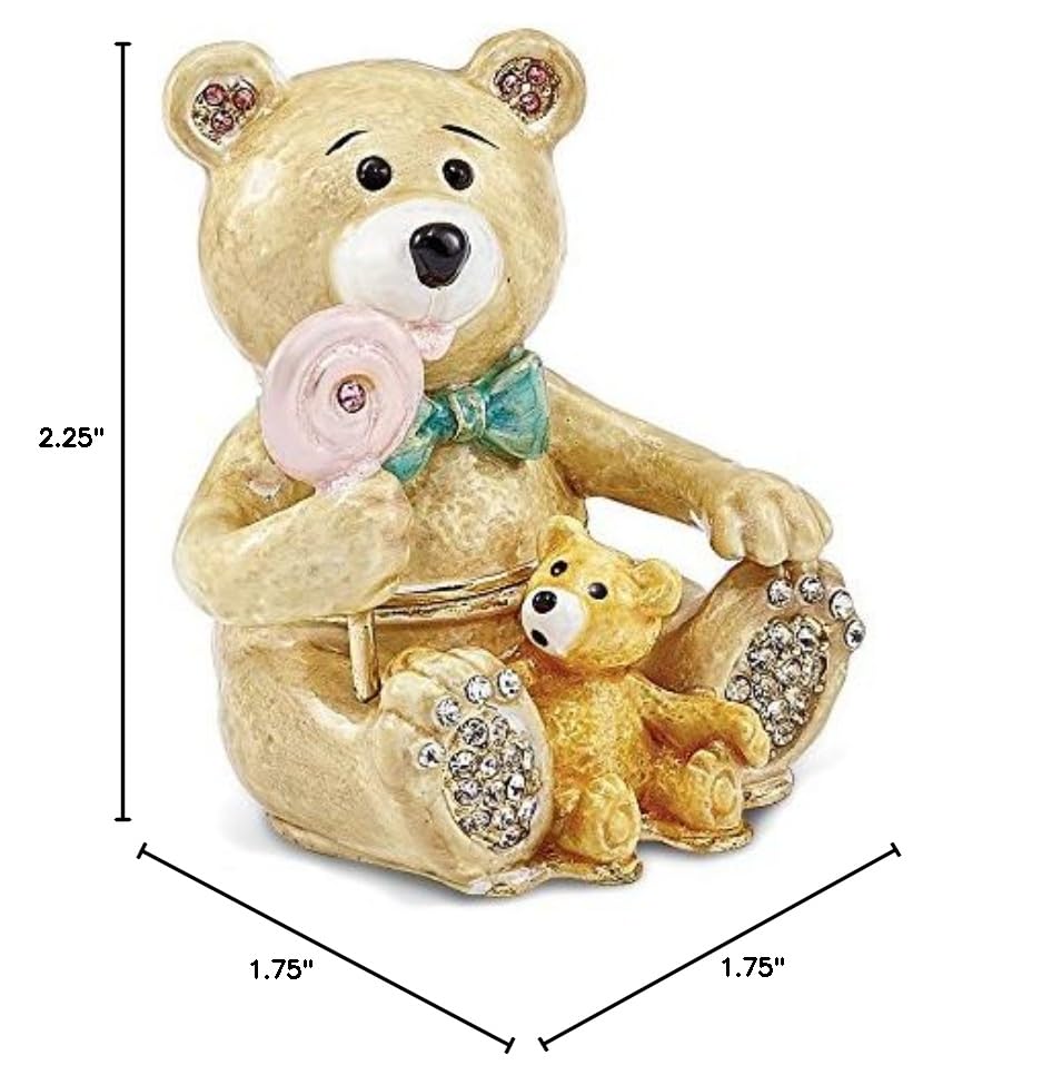 Pewter Two Teddy Bears Trinket Box