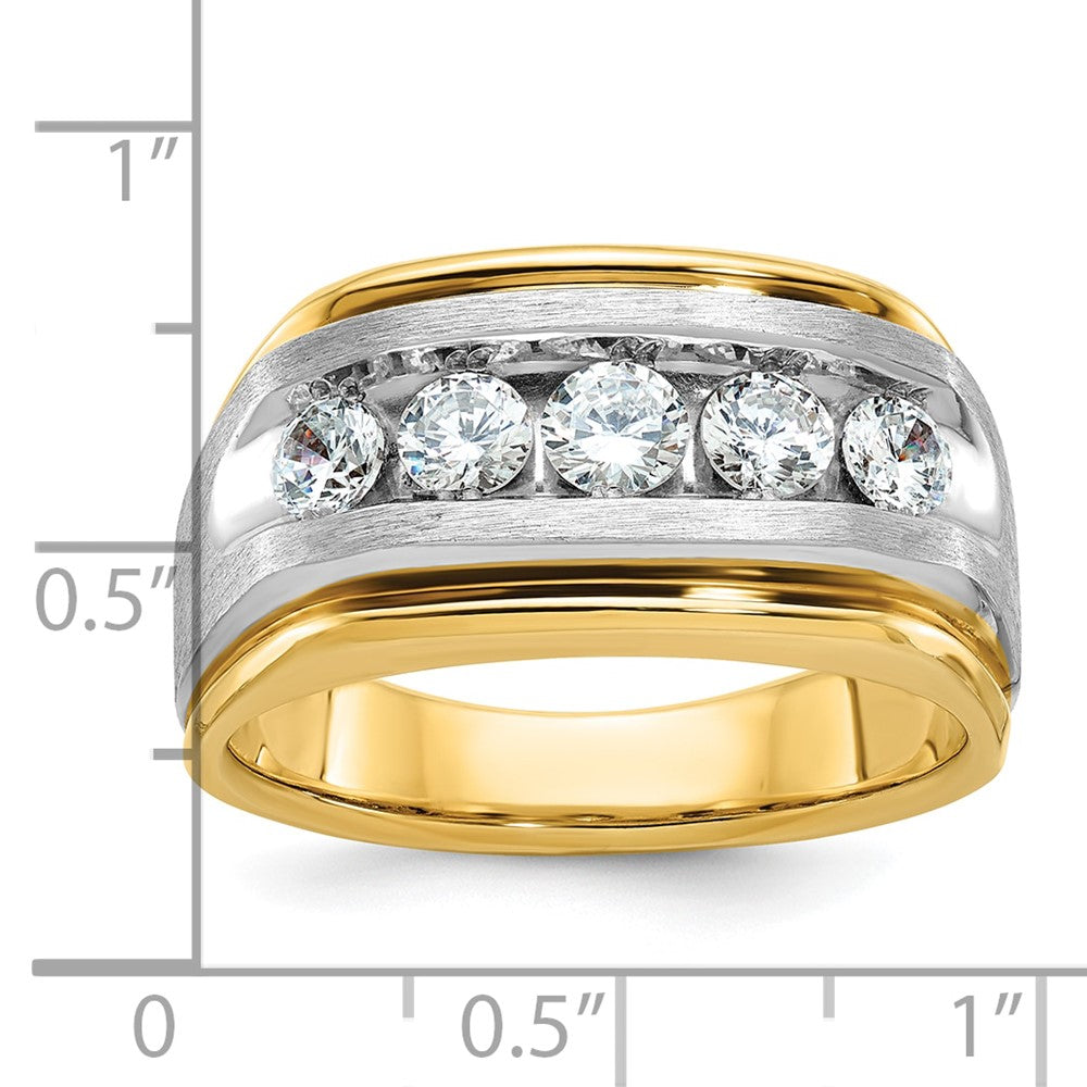 IBGoodman 14k Two-tone Men's Polished Satin and Grooved 5-Stone Ring Mounting