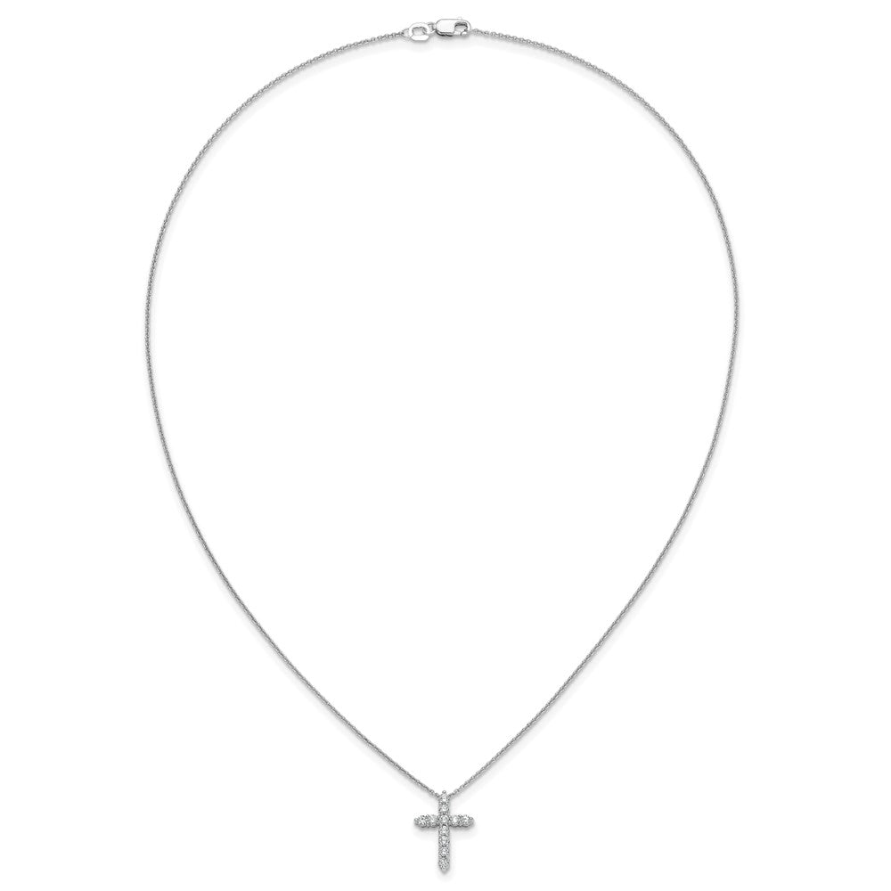 14k White Gold Diamond Cross 18 inch Necklace