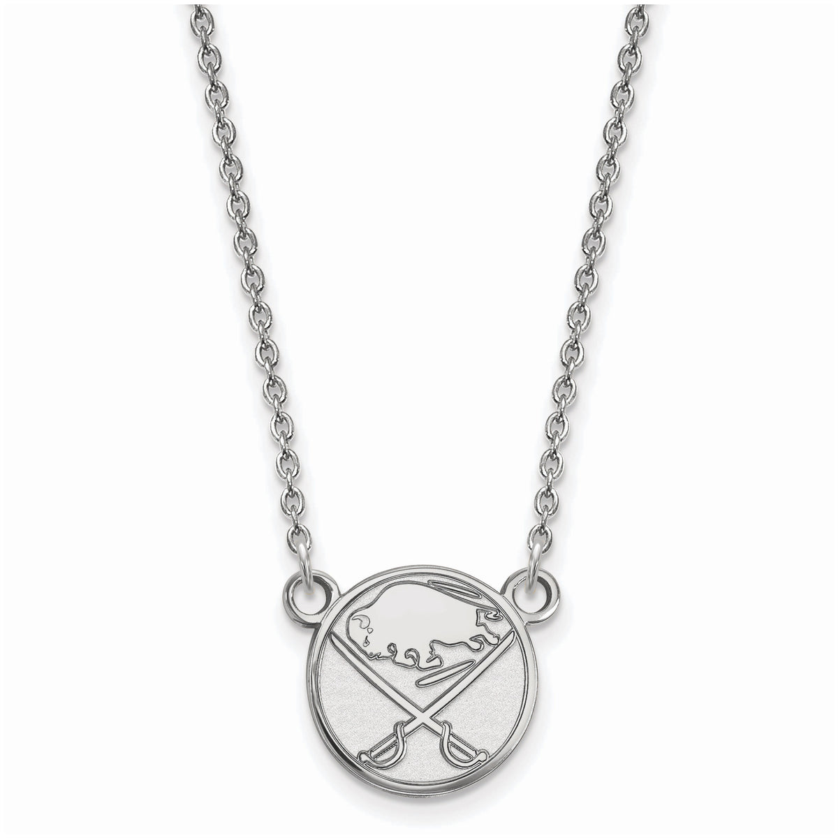 Sterling Silver Rhodium Plated NHL Buffalo Sabres Small Necklace, 18 Inch