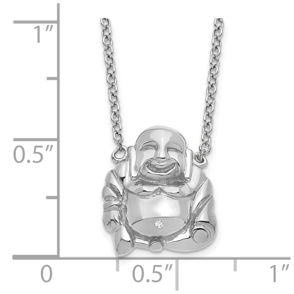 Sterling Silver Rhod-plated Mini Buddha Necklace
